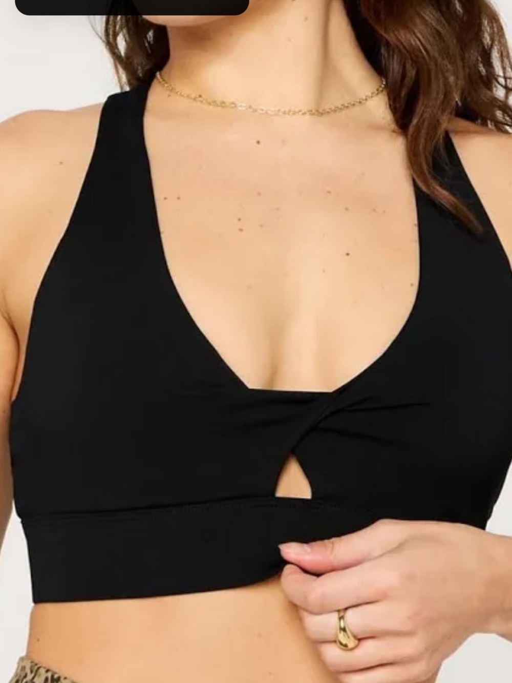 Fabletics Black and Leopard Print Twist-Front Sports Bra